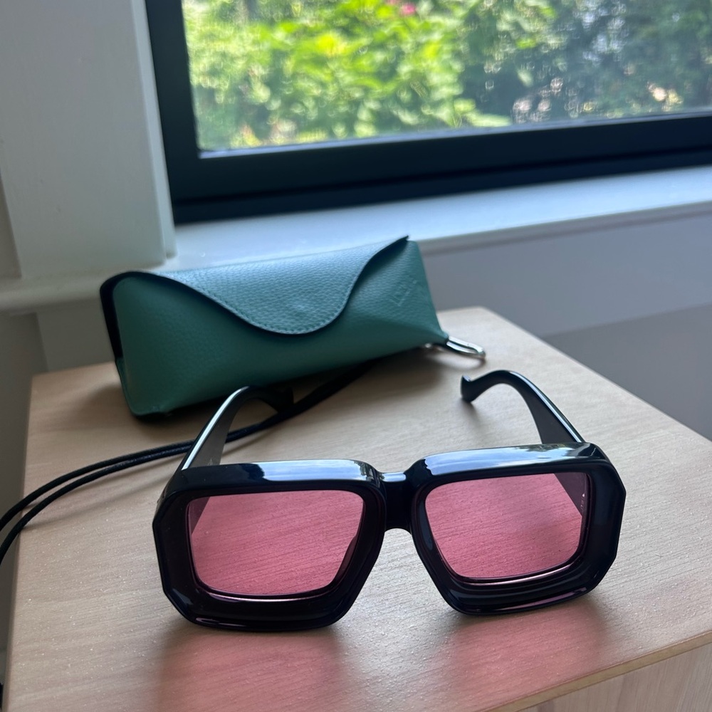 Loewe Black Sunglasses with Pink Lenses